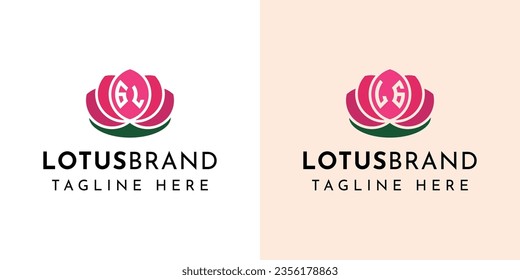 Letter GL and LG Lotus Logo Set, suitable for business related to lotus flowers with GL or LG initials.