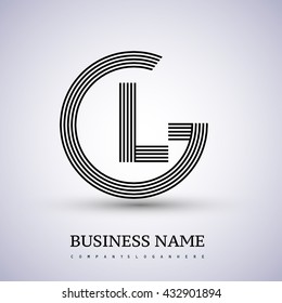 Letter GL linked logo design circle G shape. Elegant black colored, symbol for your business name or company identity.