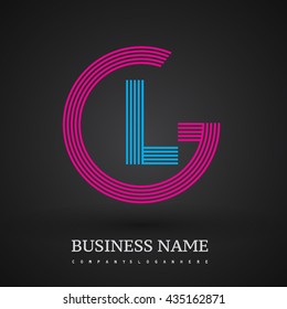Letter GL linked logo design circle G shape. Elegant red and blue colored, symbol for your business name or company identity.