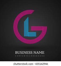 Letter GL linked logo design circle G shape. Elegant red and blue colored, symbol for your business name or company identity.