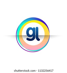 Letter GL logo with colorful circle, letter combination logo design with ring, circle object for creative industry, web, business and company.
