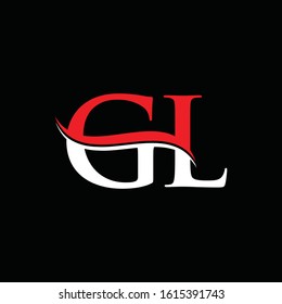 letter GL Logo Design Red White With Black Background. Initial GL Vector Illustration