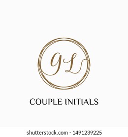 Letter GL logo template. Creative fashion logo design, couple letter , beauty icon. Initial handwriting or handwritten logo for identity. Logo with hand drawn style. wedding concept -vector