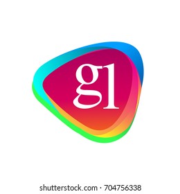 Letter GL logo in triangle shape and colorful background, letter combination logo design for company identity.