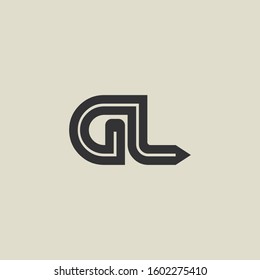 Letter GL pencil shape logo design. Link icon in flat style isolated on grey background. Graphic alphabet symbol for your corporate business identity, website, app, UI. Arts logo design inspiration.