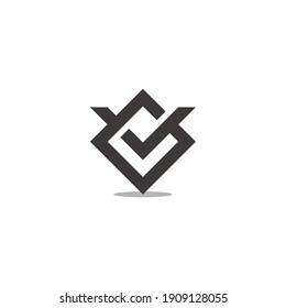 letter gl square geometric linked shadow logo vector