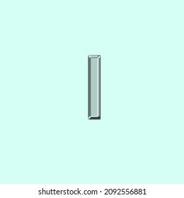 I letter in glass text, logo Effect. Vector font for labels, posters 
