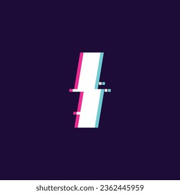 Letter I glitch font vector icon