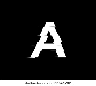Letter A Glitch Style Logo