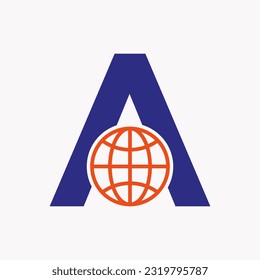 Letter A Global Logo Design. Global Logotype Symbol Vector Template