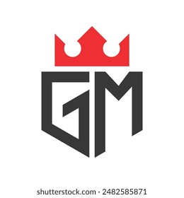 Buchstabe GM Crown Logo. Krone auf Buchstabe GM Logo Design Vorlage