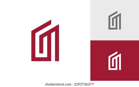 Letter GM initial monogram with bulding shape logo design vector