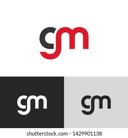 Letter gm linked lowercase logo design template elements. Red letter Isolated on black white grey background. Suitable for business, consulting group company.