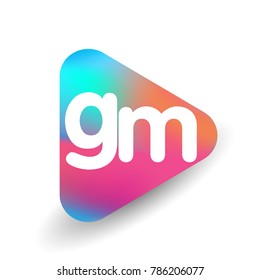 Letter GM logo in triangle shape and colorful background, letter combination logo design for business and company identity.
