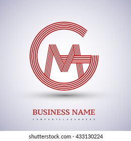 Letter GM or MG linked logo design circle G shape. Elegant red colored, symbol for your business name or company identity