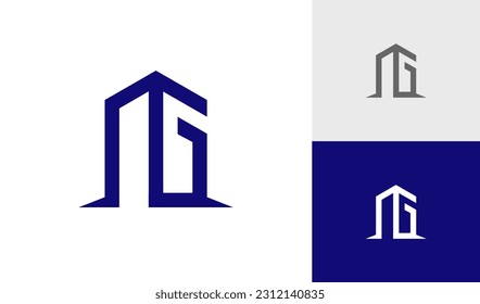 Letter GM monogram with bulding logo design 