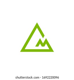 letter gm simple geometric mountain triangle line logo vector