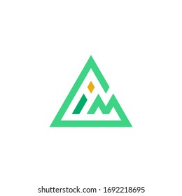 letter gm simple geometric triangle line logo vector