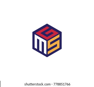Letter GMS logo. Three letter icon. hexagon logo