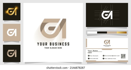 Letra GN o logotipo en monograma GA con diseño de tarjeta de visita