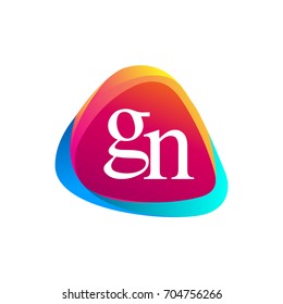 Letter GN logo in triangle shape and colorful background, letter combination logo design for company identity.