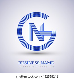 Letter GN or NG linked logo design circle G shape. Elegant blue colored, symbol for your business name or company identity.