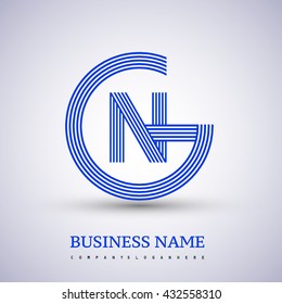 Letter GN or NG linked logo design circle G shape. Elegant blue colored, symbol for your business name or company identity.