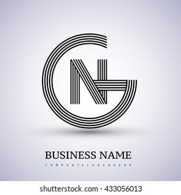 Letter GN or NG linked logo design circle G shape. Elegant black colored, symbol for your business name or company identity