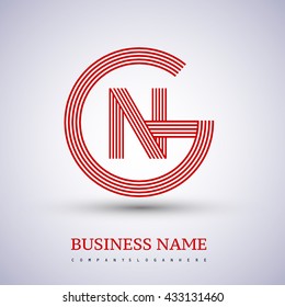 Letter GN or NG linked logo design circle G shape. Elegant red colored, symbol for your business name or company identity