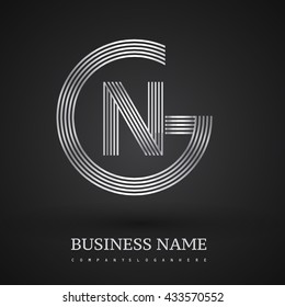 Letter GN or NG linked logo design circle G shape. Elegant silver colored, symbol for your business name or company identity.
