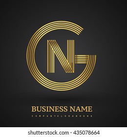 Letter GN or NG linked logo design circle G shape. Elegant golden colored, symbol for your business name or company identity.