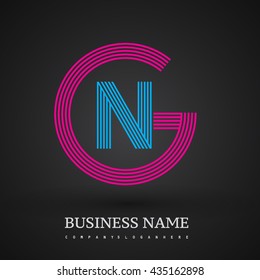 Letter GN or NG linked logo design circle G shape. Elegant red and blue colored, symbol for your business name or company identity.