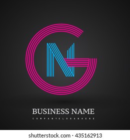 Letter GN or NG linked logo design circle G shape. Elegant red and blue colored, symbol for your business name or company identity.