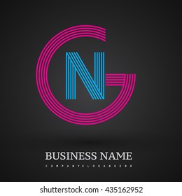Letter GN or NG linked logo design circle G shape. Elegant red and blue colored, symbol for your business name or company identity.