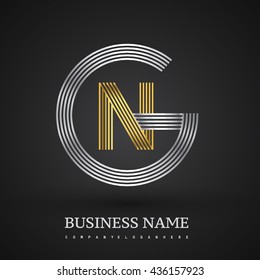 Letter GN or NG linked logo design circle G shape. Elegant silver and gold colored, symbol for your business name or company identity.