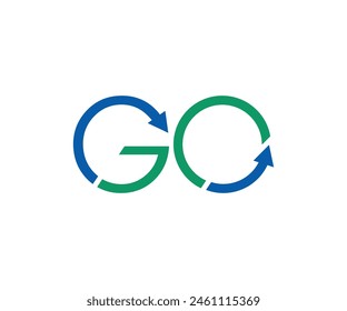 Letter GO with arrow logo icon design template