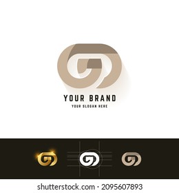 Letter GO or Ga monogram logo with grid method design