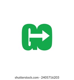 letra go green arrow simple logo vector 