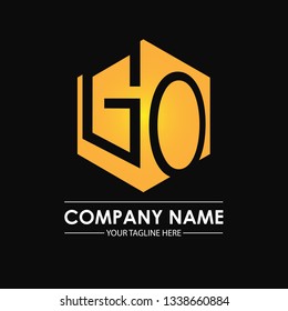 Letter GO initial with hexagonal abstract