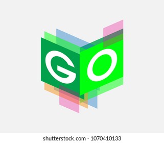 Letter GO logo with colorful geometric shape, letter combination logo design for creative industry, web, business and company.