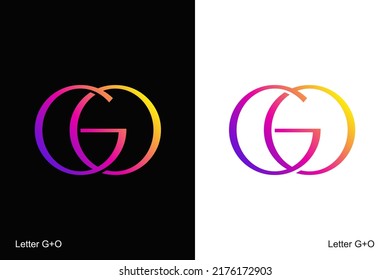 Die Buchstabe G+O Logo Design Exploration für Markenidentität oder Business. Vektorgrafik, 2022-2023