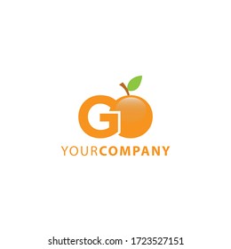 Letter GO logo with fresh orange themes with O letter transform into orange fruit shape