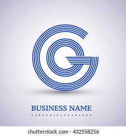 Letter GO or OG linked logo design circle G shape. Elegant blue colored, symbol for your business name or company identity.