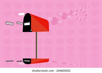 the letter going to love mailbox and it transform into heart full of love delivery to the receiver