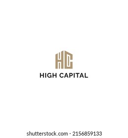 Letter gold HC logo for real estate logo