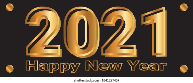 
Letter with gold line gradient Happy New Year 2021