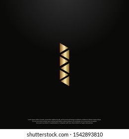 Letter I gold Logo icon monogram design. Vector graphic design template element. black background.