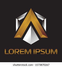letter a gold logo icon vector