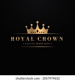Letter gold luxury royal crown logo concept. Vector retro king icon illustration.