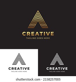 A Letter Golden Black Logo Template